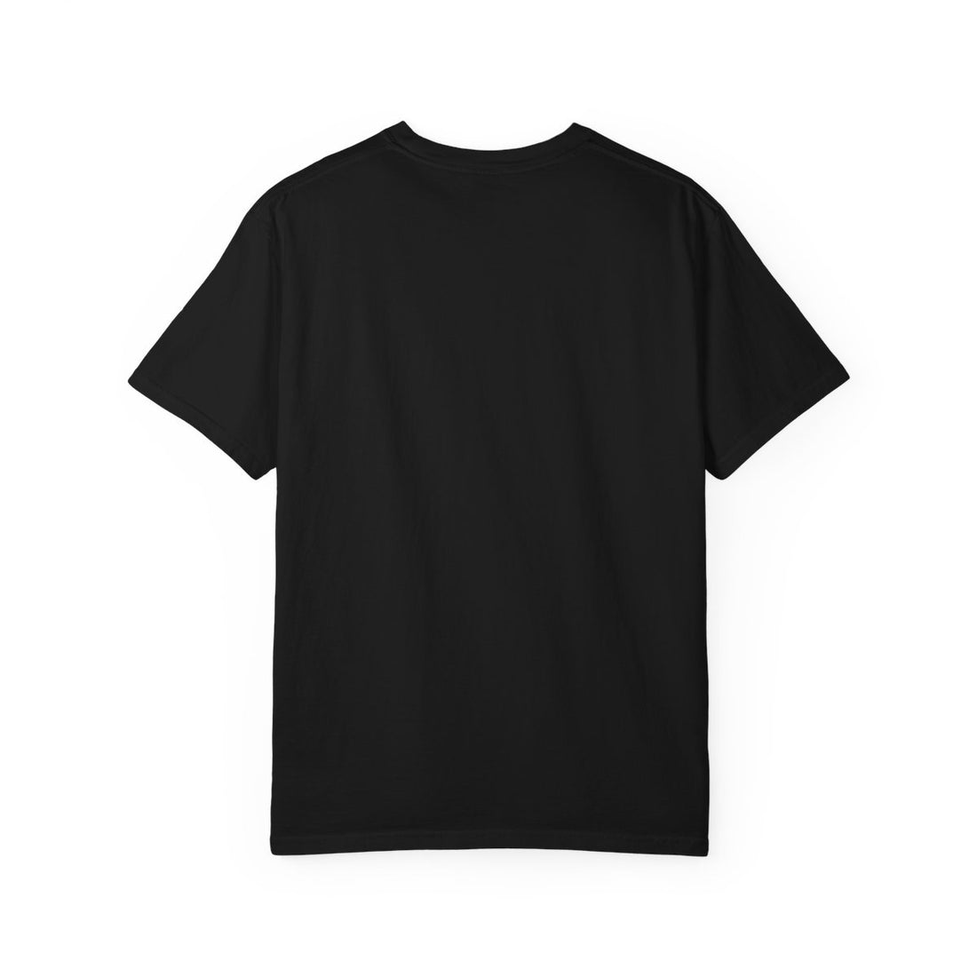The back of the black 685 Apia Samoa unisex tee, plain with no print