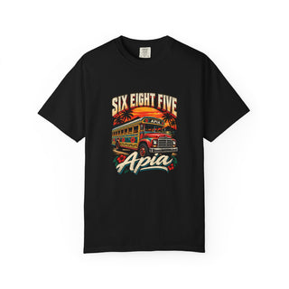 685 Apia Samoa print on the front of a black unisex tee