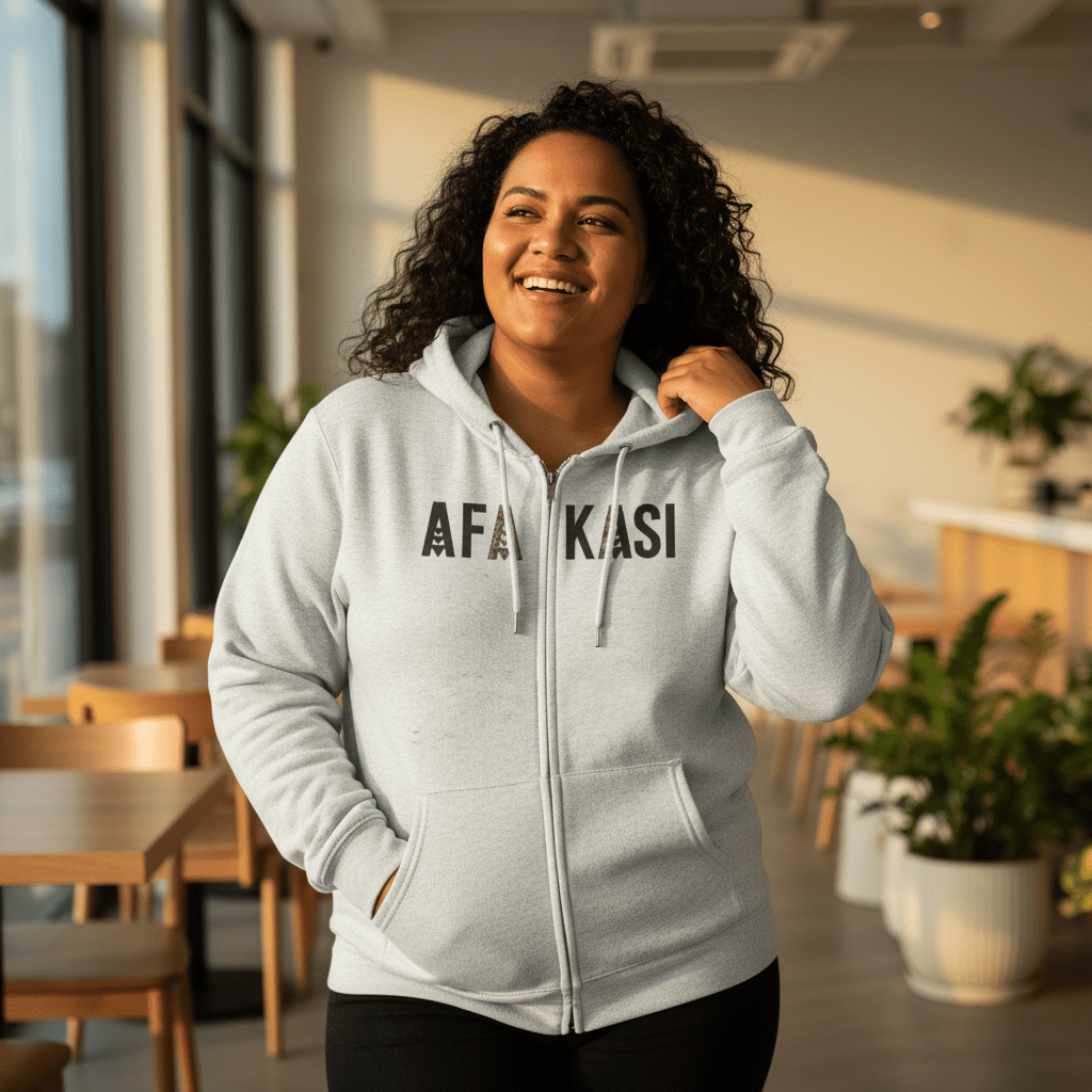 Unisex Zip Hoodie by AFAKASI from Monster Digital featuring a stylish design with a front zipper and comfortable fit.