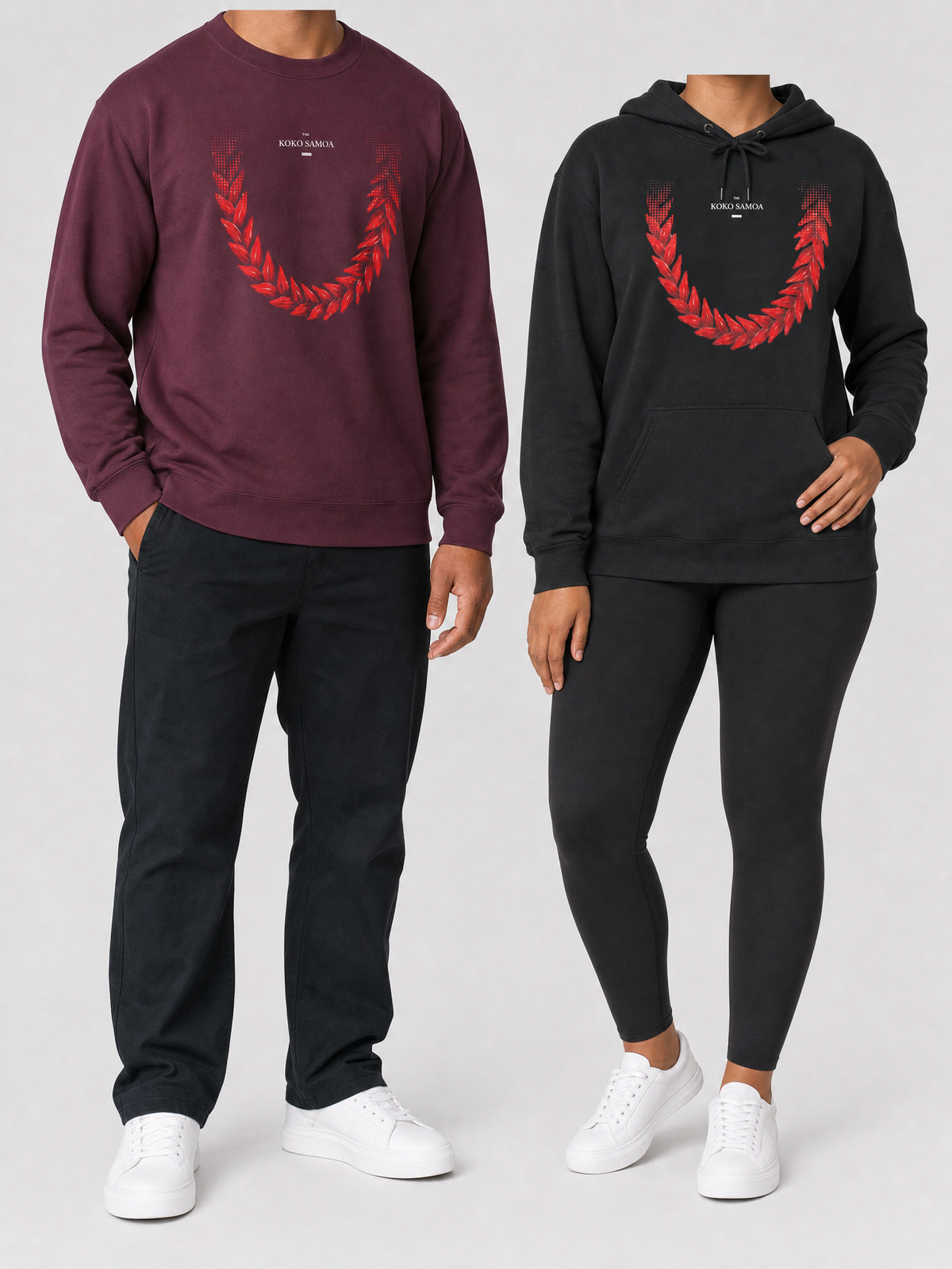 Black Friday Pair gift set: Unisex Heavy Sweatshirt - Ula Fala and Hoodie - Ula Fala, shown together.