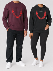 Black Friday Pair gift set: Unisex Heavy Sweatshirt - Ula Fala and Hoodie - Ula Fala, shown together.