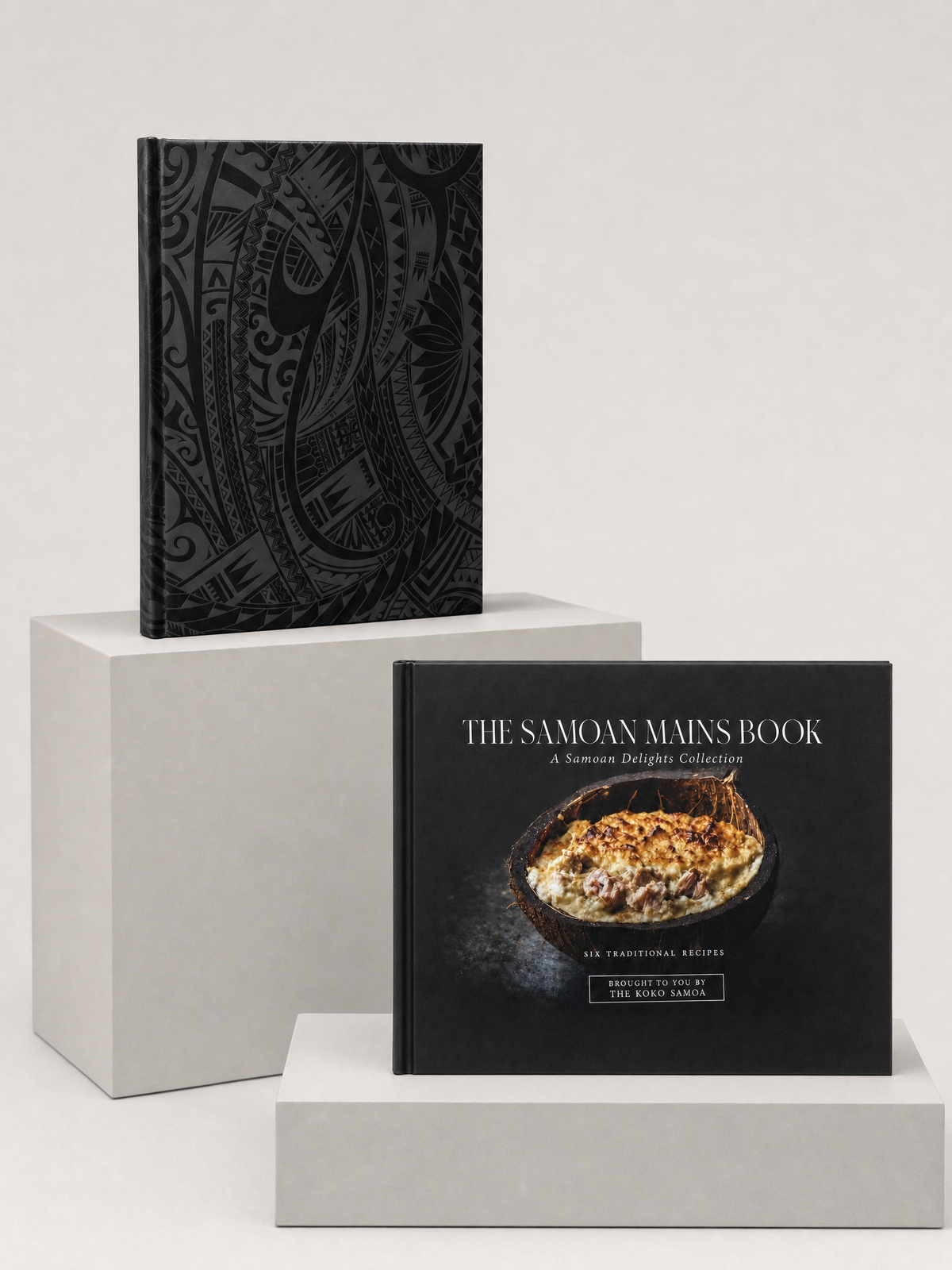 New Year Set gift set: Hardcover Journal - Warrior and Recipe Keepsake - 6 Samoan Mains, shown together.