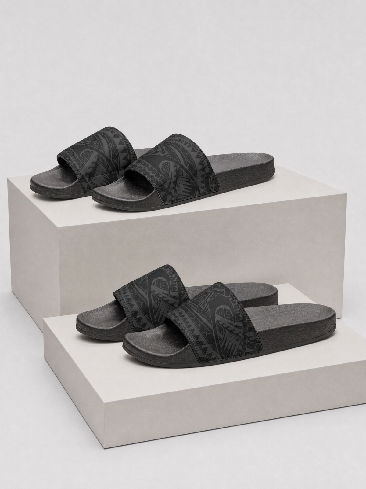 Island Pair gift set: Youth Slide Sandals - Warrior and Men's Removable-Strap Sandals - Warrior, shown together.