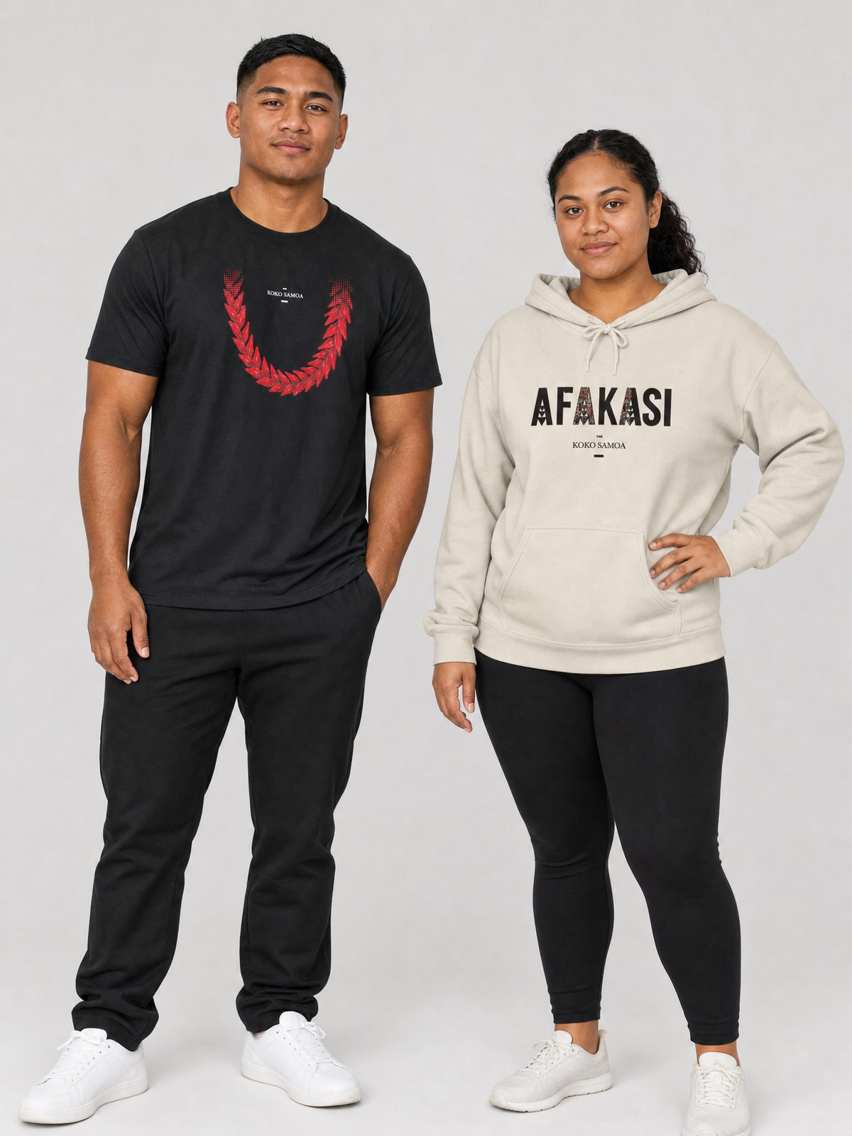 Pasifika Pack gift set: Unisex Tee - Ula Fala and Hoodie - Afakasi, shown together.
