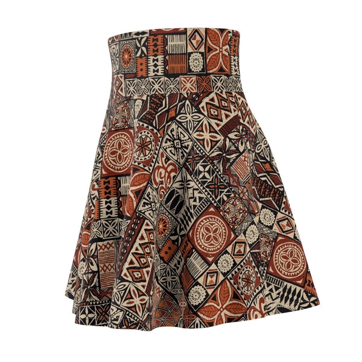 Women's Elei print skater skirt by MWW on Demand featuring vibrant tropical pattern and flared design, perfect for casual wear.