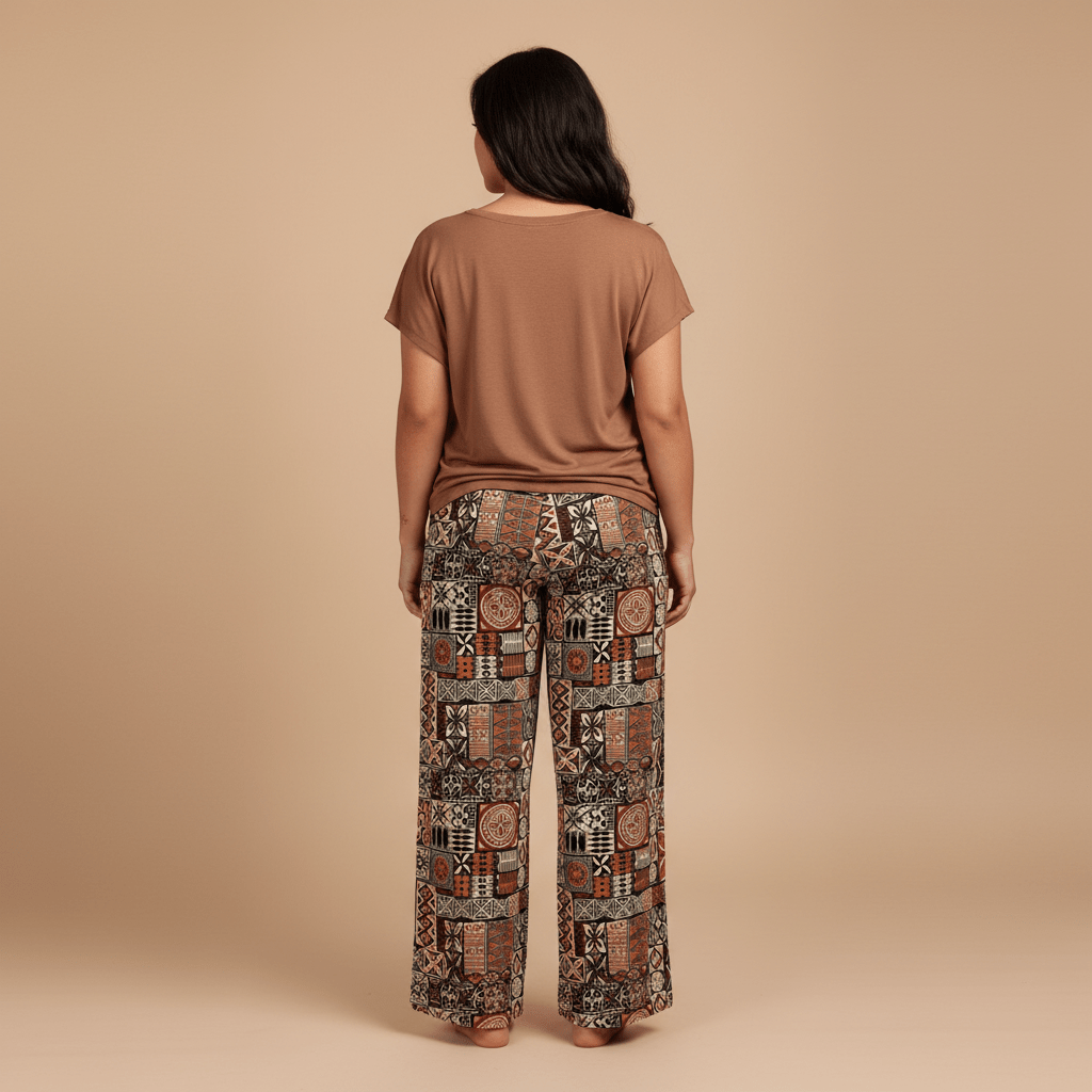 Women's Elei pajama pants featuring a tropical print, comfortable fit, and relaxed style perfect for lounging.
