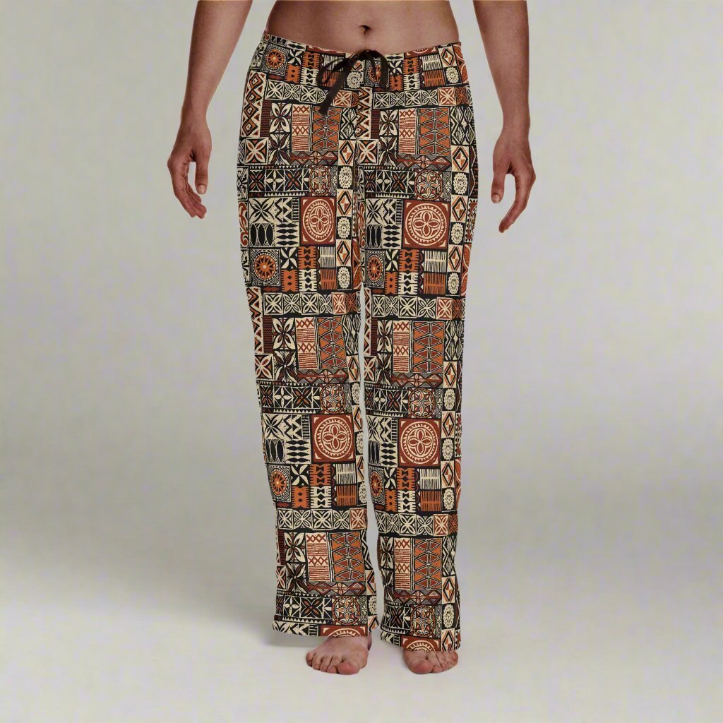 Women's Elei pajama pants featuring soft, comfortable fabric with tropical print in natural colors.