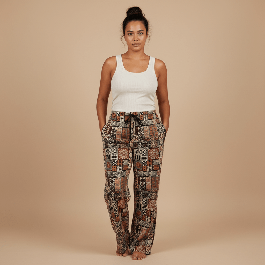 Women's Elei pajama pants featuring tropical print in soft fabric, perfect for comfortable sleepwear.