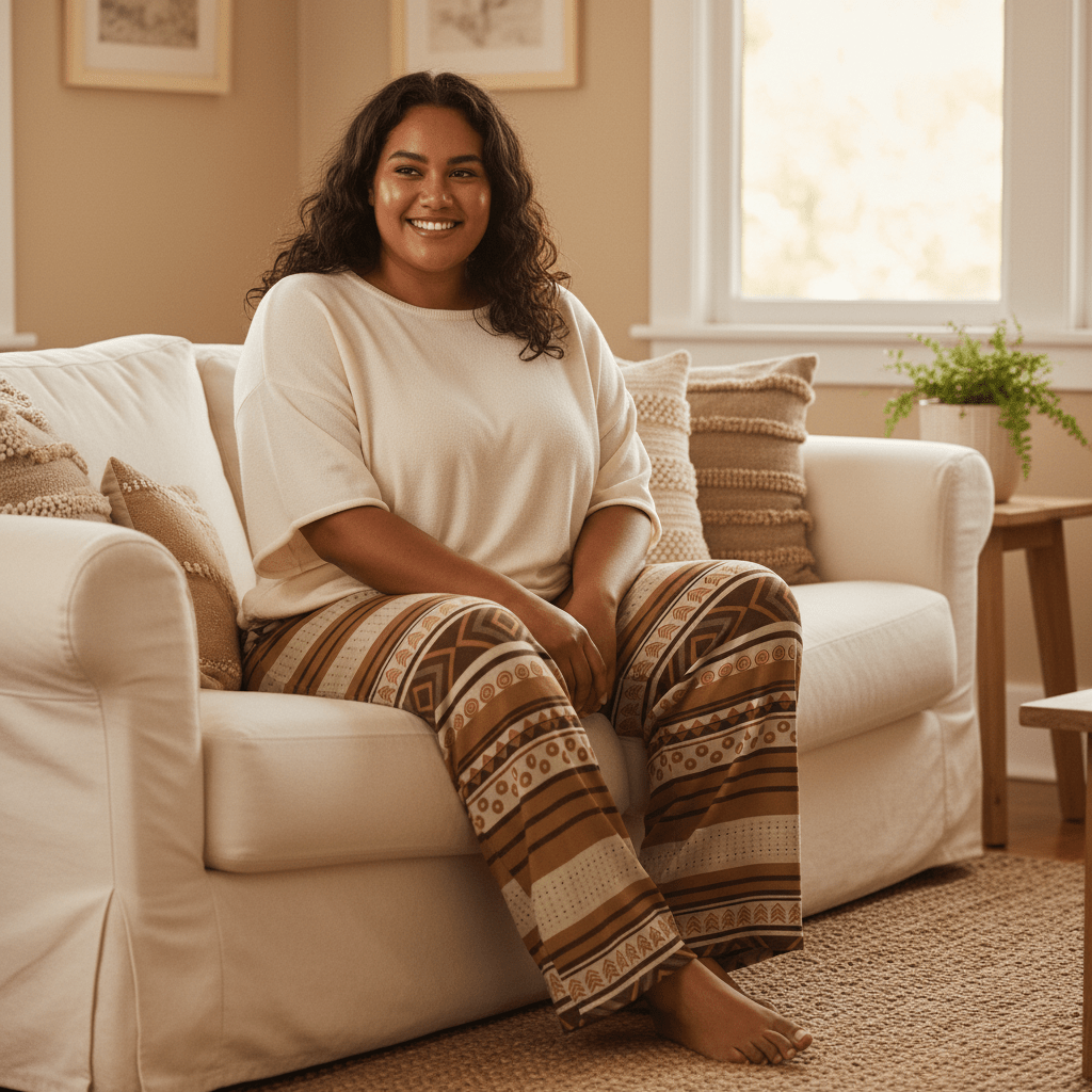 Women's Pajama Pants, Siapo print, comfortable pajama bottoms with tropical pattern, suitable for AU, NZ, and USA.