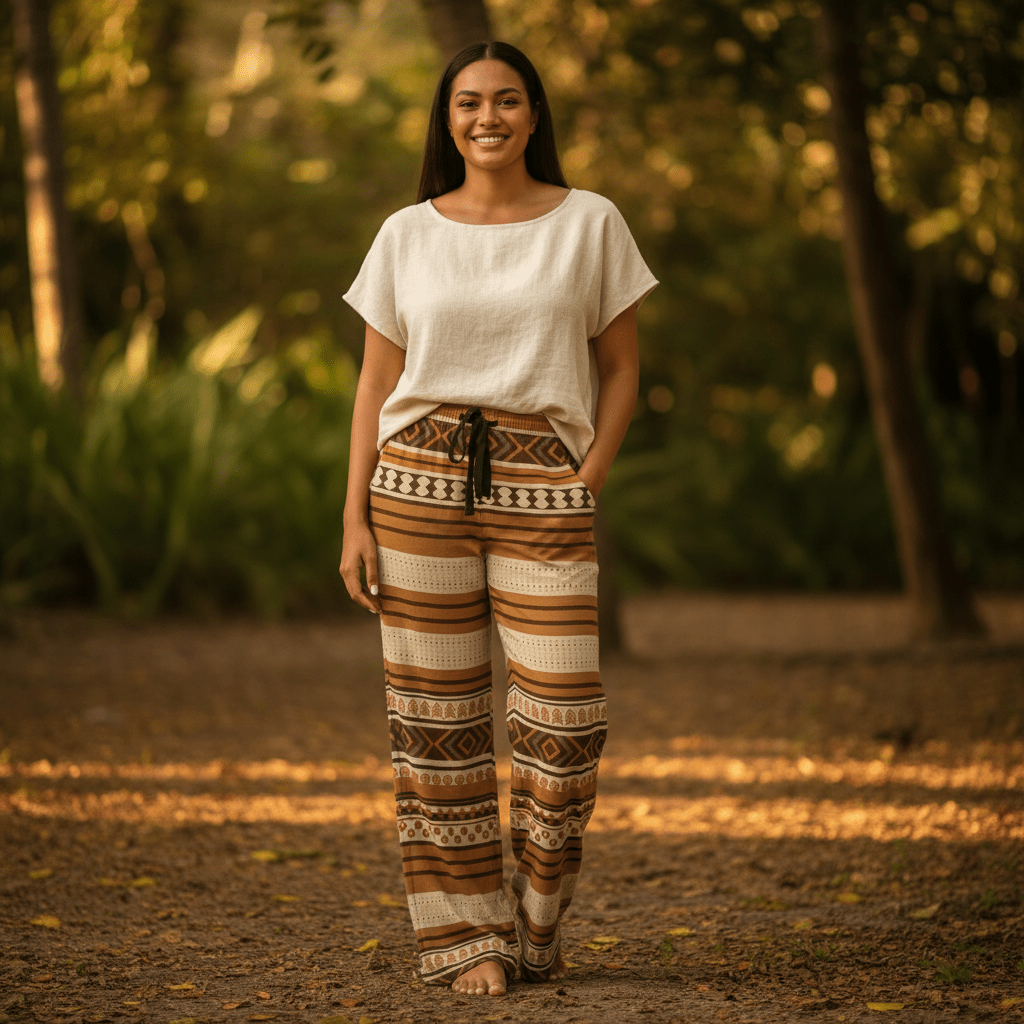 Women's Siapo pajama pants featuring tropical print, comfortable fit, and lightweight fabric for relaxed wear.