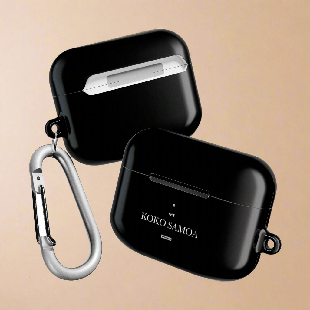 White glossy AirPod Pro case by WOYC, The Brand Classic, designed for Gen 1 AirPods, with AU/NZ/USA compatibility.