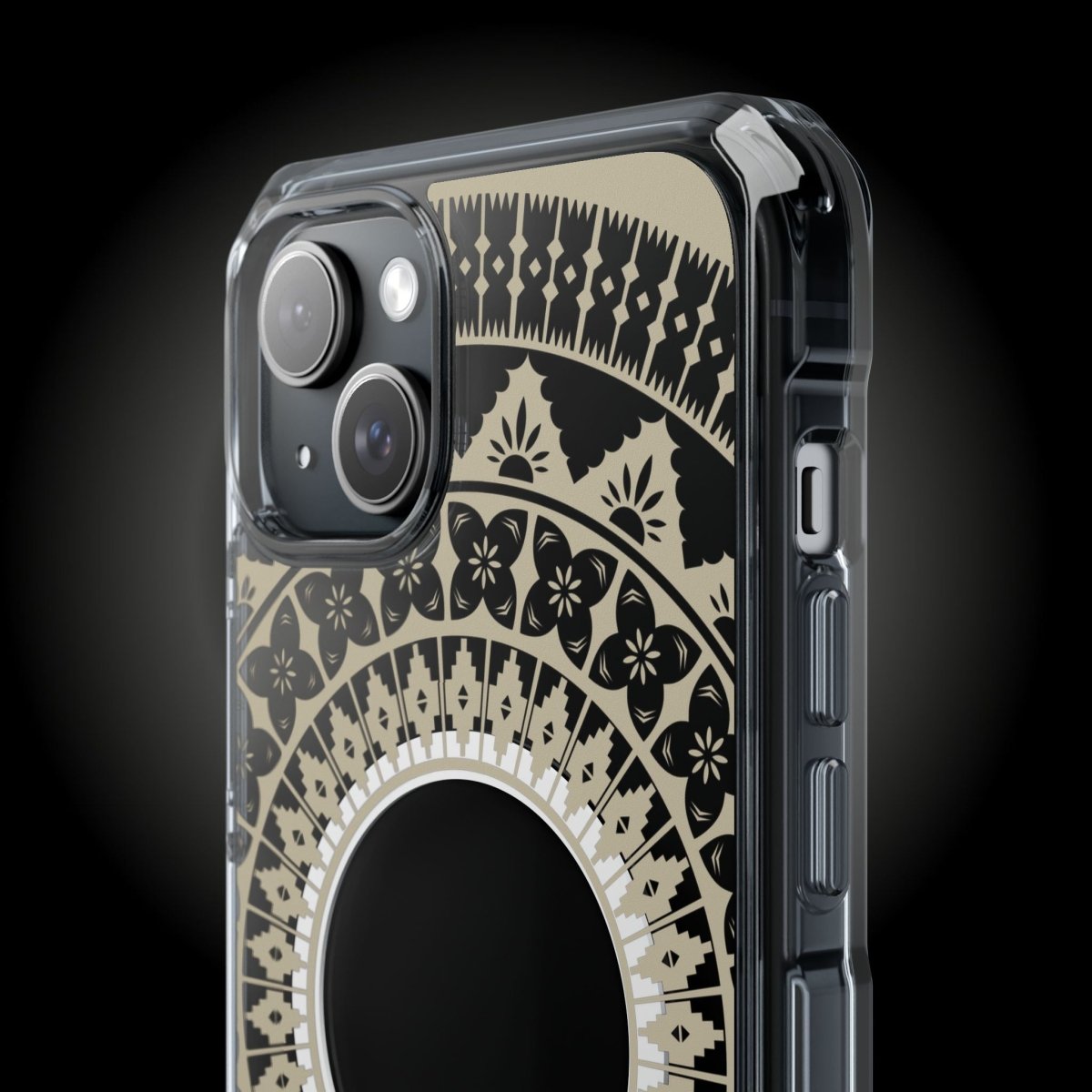 WOYC PasifikaOne MagSafe clear case for iPhone 16 featuring Fiji Reversed design, transparent protective Magsafe case.