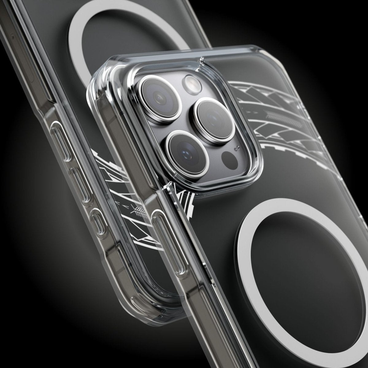 PasifikaOne MagSafe clear case for iPhone 16 with Samoan Arrows design, compatible with AU, NZ, and USA regions.