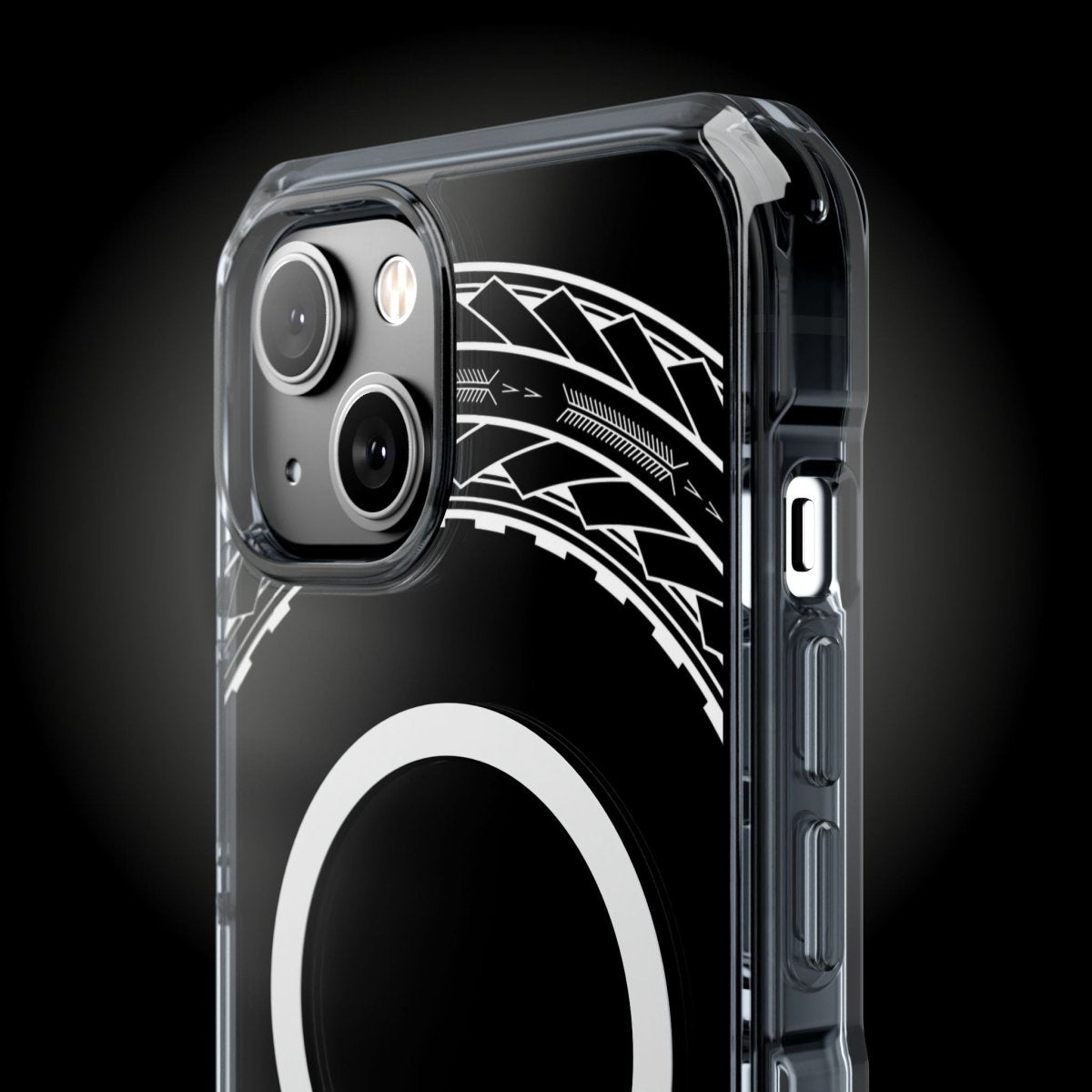 WOYC PasifikaOne MagSafe iPhone clear case with Samoan arrows design, compatible with iPhone 16, AU/NZ/USA regions.