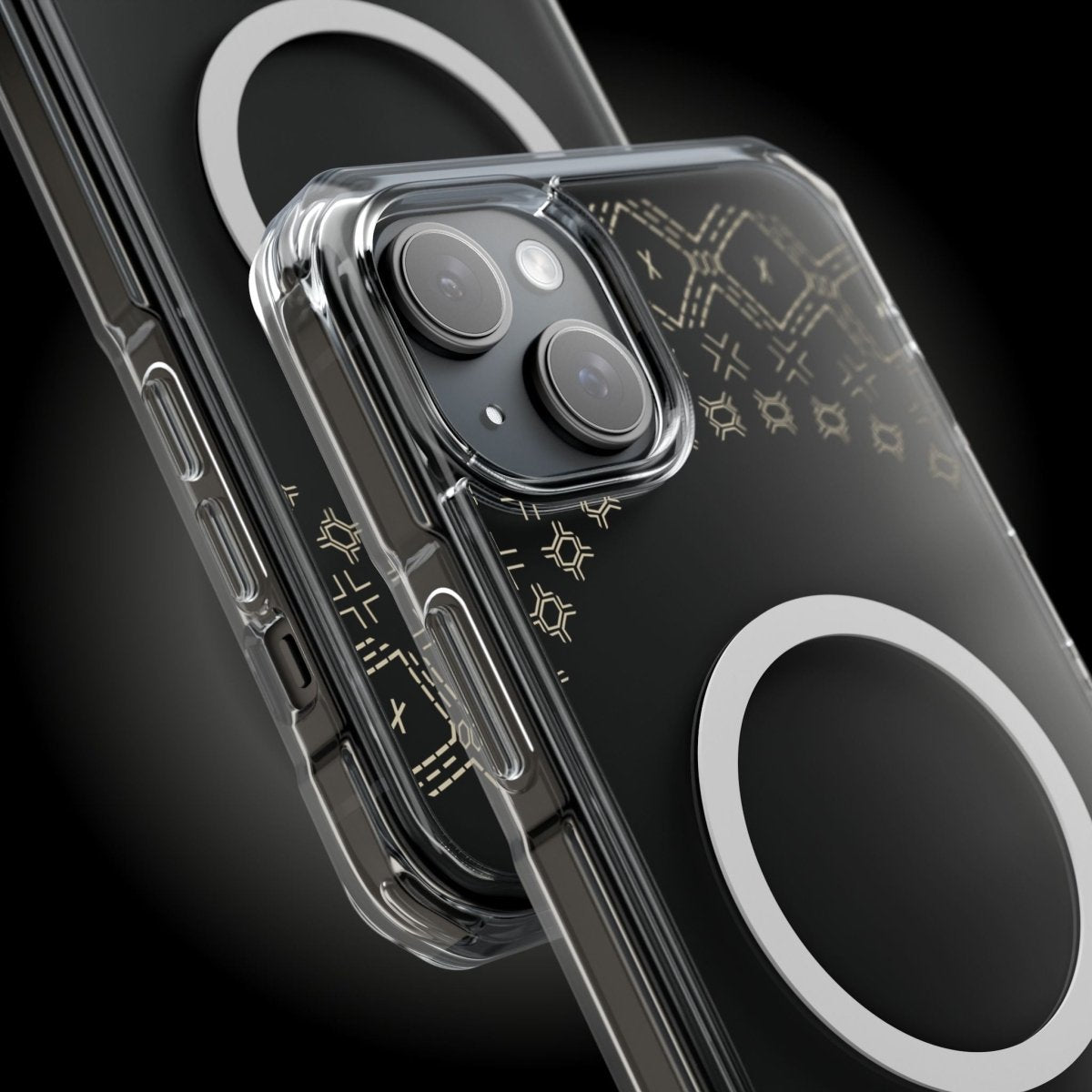 PasifikaOne MagSafe clear case for iPhone 16 featuring Samoan Malu design, transparent protective phone case.