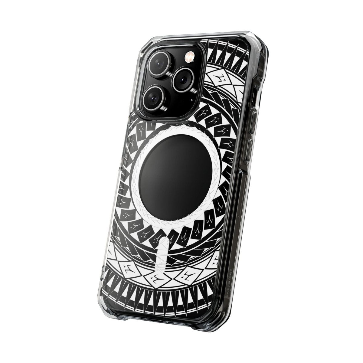 WOYC PasifikaOne MagSafe clear case for iPhone 16 with Samoan spear design, transparent protective cover for AU, NZ, and USA.