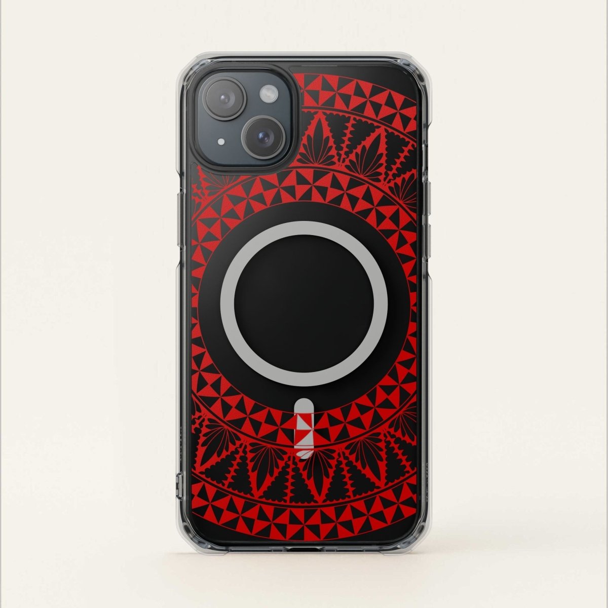 PasifikaOne MagSafe clear case for iPhone 16 with Tongan Redleaf design, offers protective and stylish phone coverage.