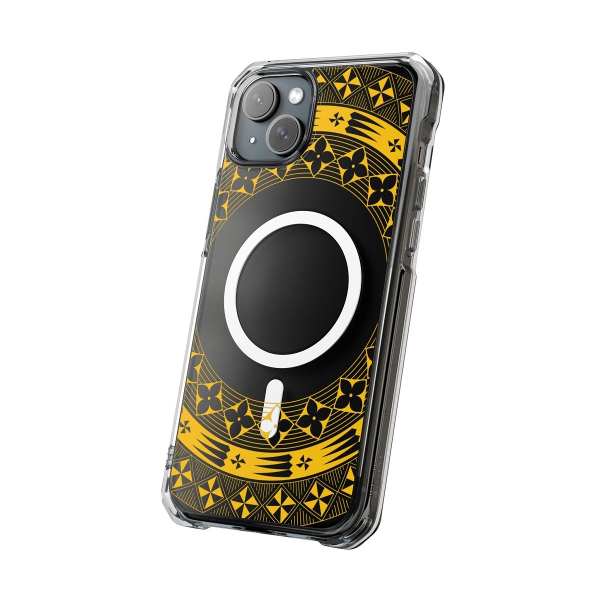PasifikaOne MagSafe clear case for iPhone 16 in Tongan Yellow, transparent design with MagSafe compatibility.