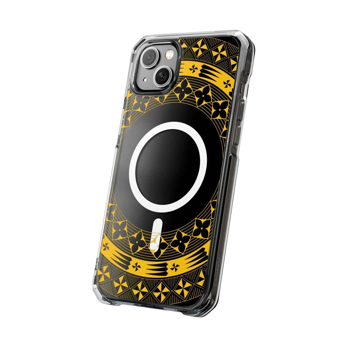 WOYC PasifikaOne MagSafe ClearCase for iPhone 16 in Tongan Yellow, transparent MagSafe compatible phone case.