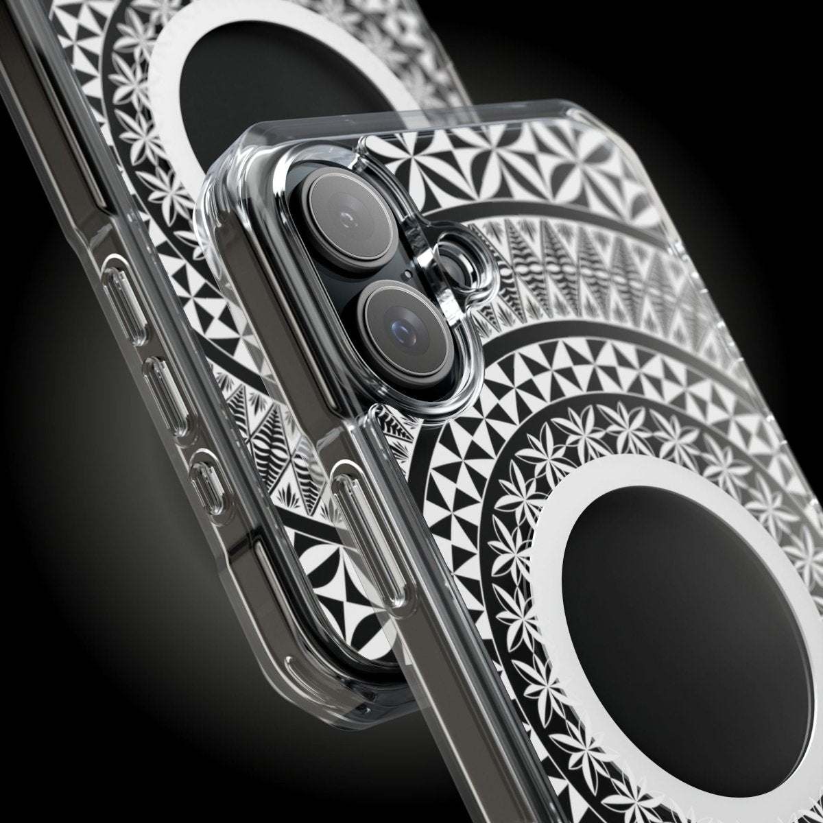 WOYC PasifikaOne MagSafe clear case for iPhone 16, featuring Tongan design, transparent cover, compatible with AU, NZ, and USA regions.