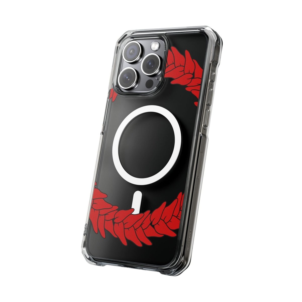 WOYC PasifikaOne MagSafe clear case for iPhone 16 featuring Ula Fala design, showcasing transparent protection with colorful Polynesian patterns.