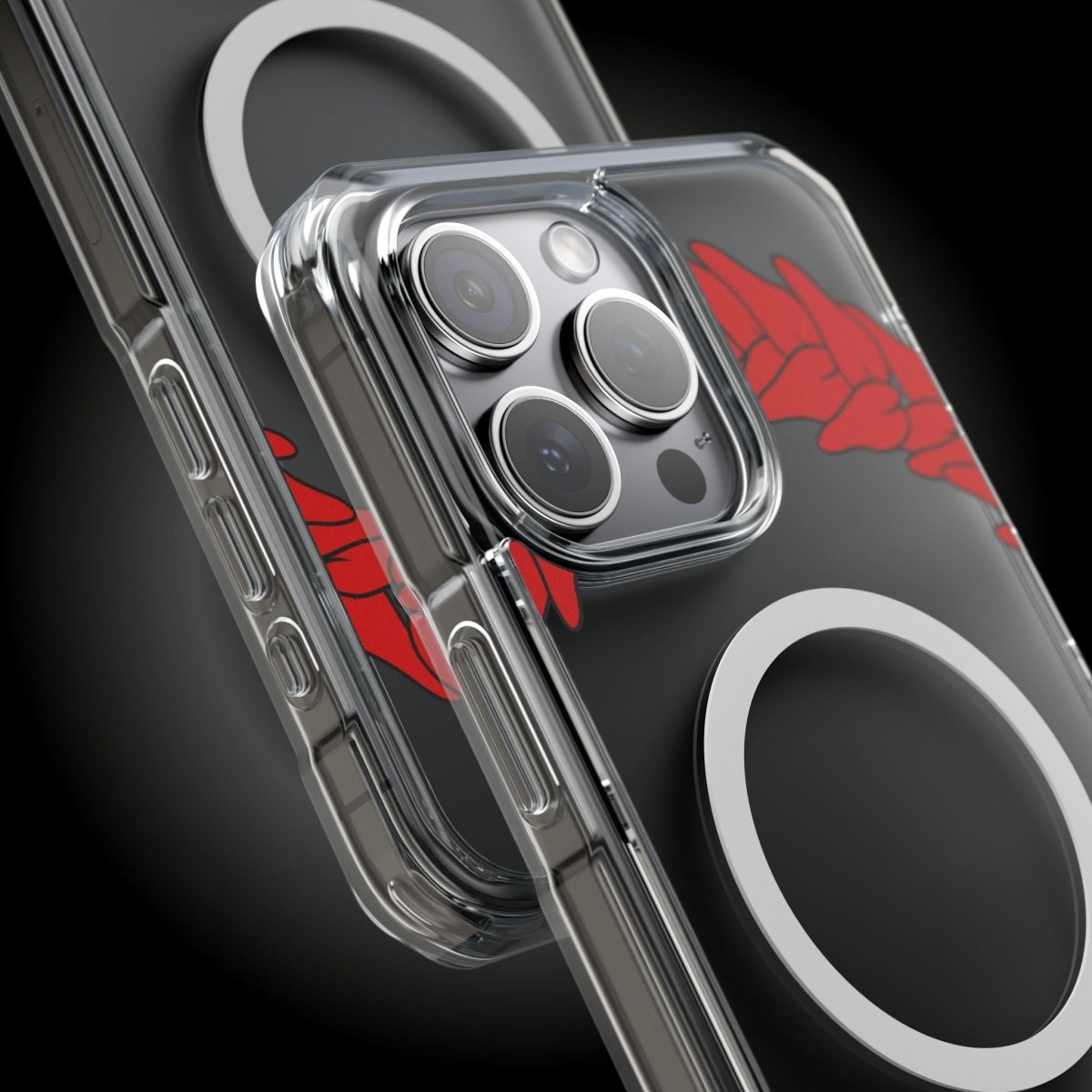 WOYC PasifikaOne MagSafe clear phone case with Ula Fala design for iPhone 16, showcasing transparent protection and vibrant artwork.
