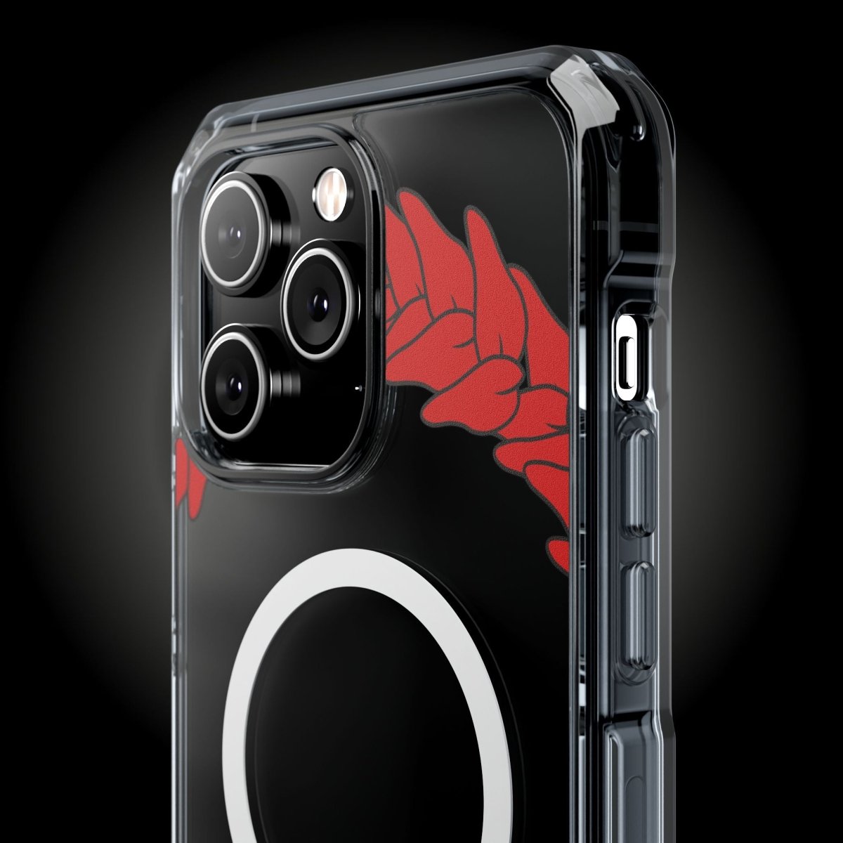 WOYC PasifikaOne MagSafe clear phone case with Ula Fala design for iPhone 16, showcasing transparent protection and vibrant artwork.