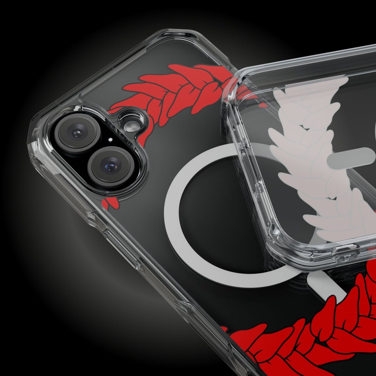 WOYC PasifikaOne MagSafe clear case for iPhone 16, featuring Ula Fala design, showcasing a transparent protective phone cover.