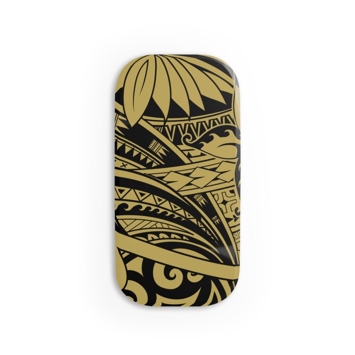 Glossy Bloom Gold phone grip stand by WOYC, designed for AU/NZ/USA, featuring a stylish floral pattern on a white background.