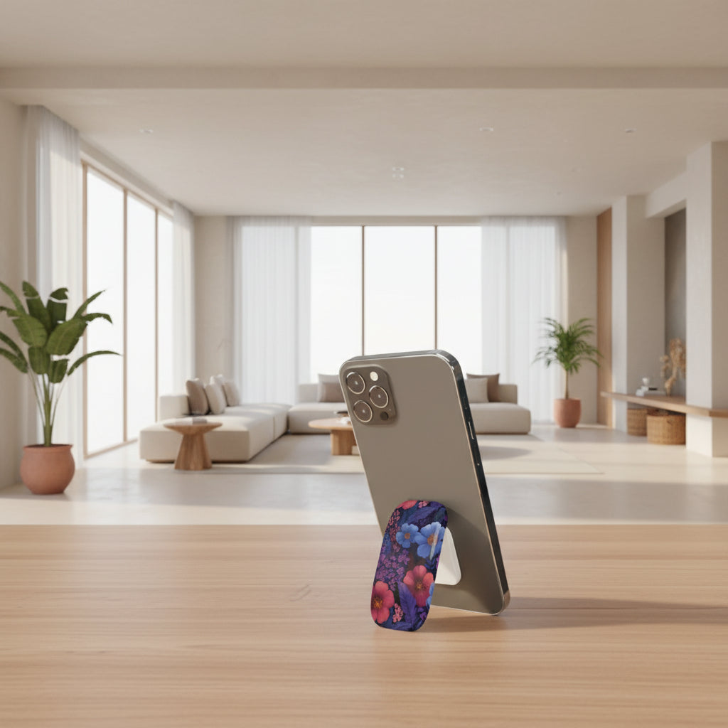 Glossy Lavender Tropics phone grip stand by WOYC, easy-to-hold accessory for smartphones in AU/NZ/USA.