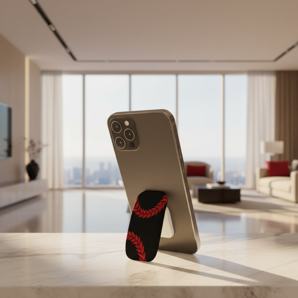 Glossy white Ula Fala Grip Stand, versatile phone accessory for secure grip and stand functionality.