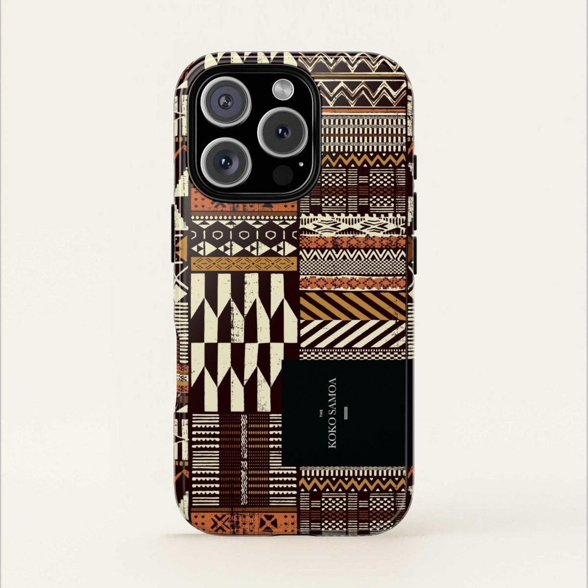 Glossy Tough Phone Case by Printify with Apia Mosaic design for iPhone 17, featuring durable protection in vibrant mosaic pattern.