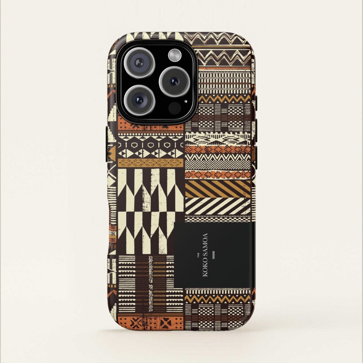 Glossy tough phone case for iPhone 17 with Apia Mosaic design, made by Printify, featuring vibrant mosaic artwork.