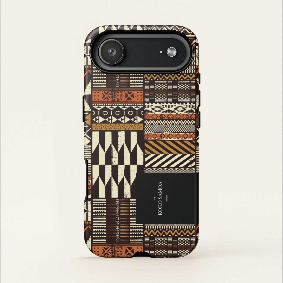 Glossy Tough Phone Case by Printify with Apia Mosaic design for iPhone 17, featuring vibrant mosaic artwork.