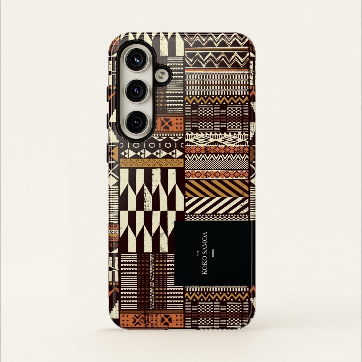 Glossy tough phone case for iPhone 17 with Apia Mosaic design by Printify, featuring a colorful mosaic pattern.