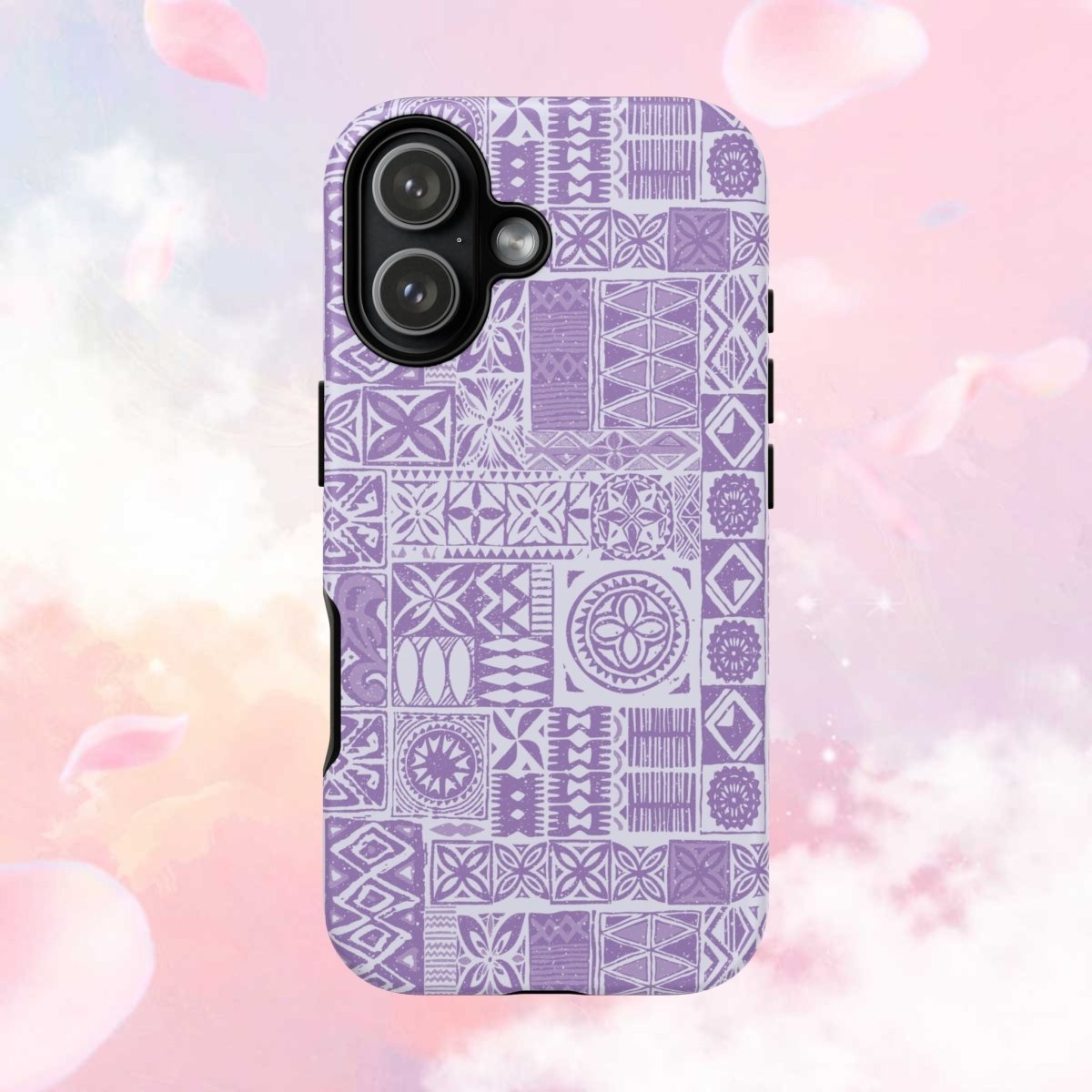 Lavender Elei tough phone case for iPhone 17 by WOYC, glossy finish, durable protective cover for AU, NZ, and USA markets.