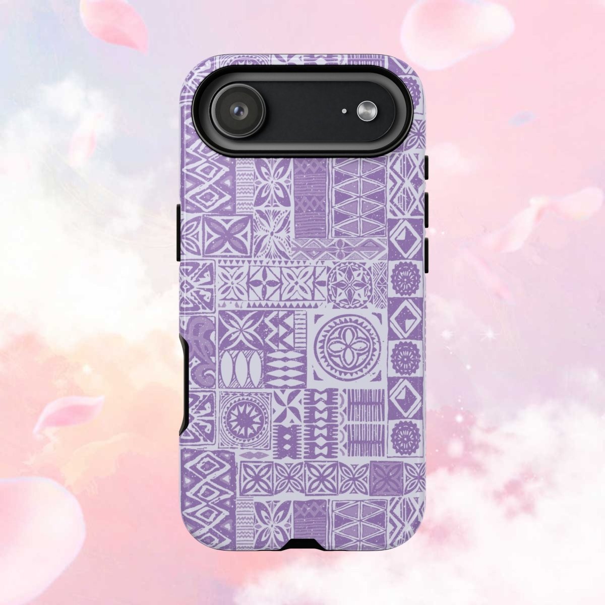 Lavender Elei tough phone case by WOYC for iPhone 17, featuring a glossy finish and durable protective design.