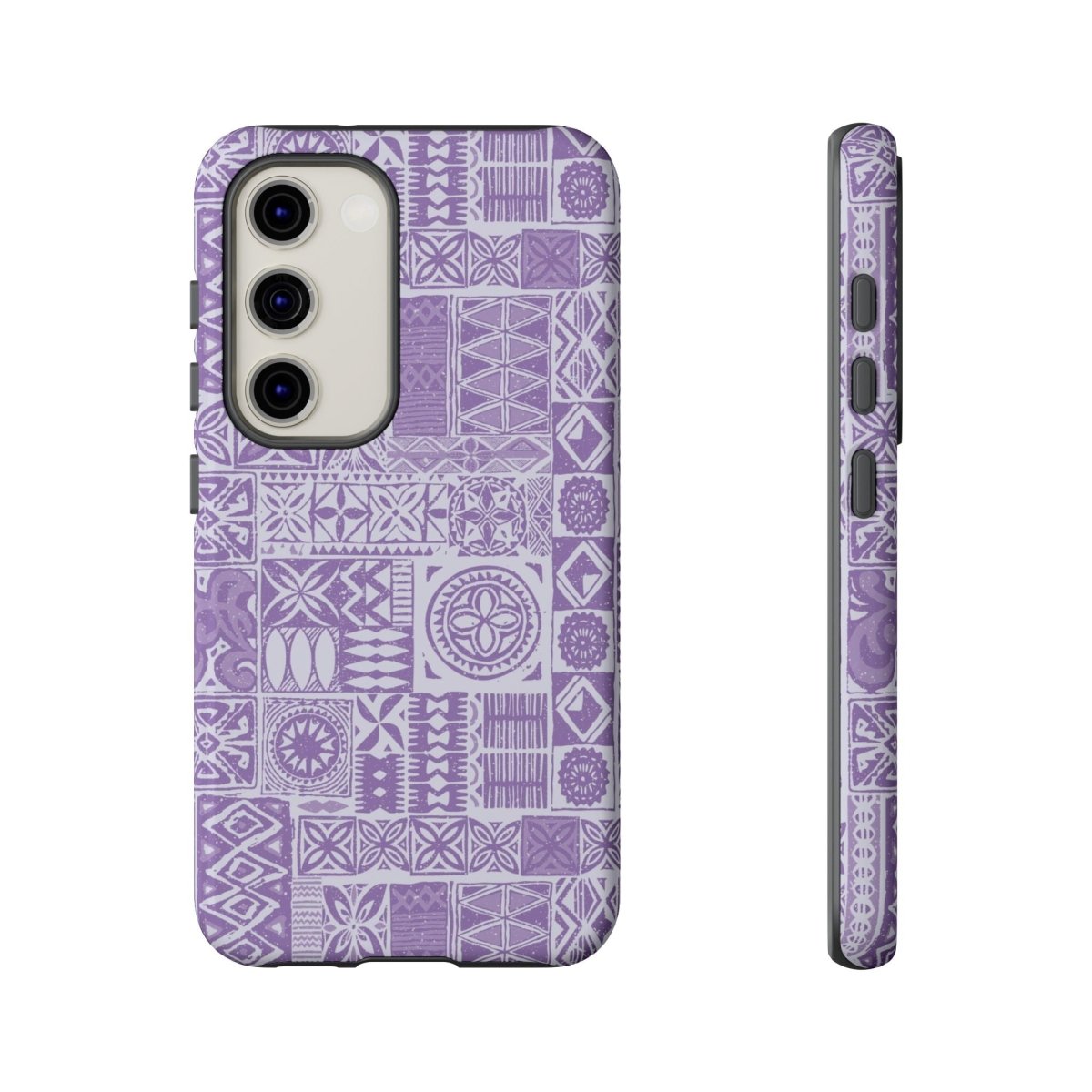Lavender Elei tough phone case for iPhone 17 by WOYC, featuring a glossy finish and durable protection.
