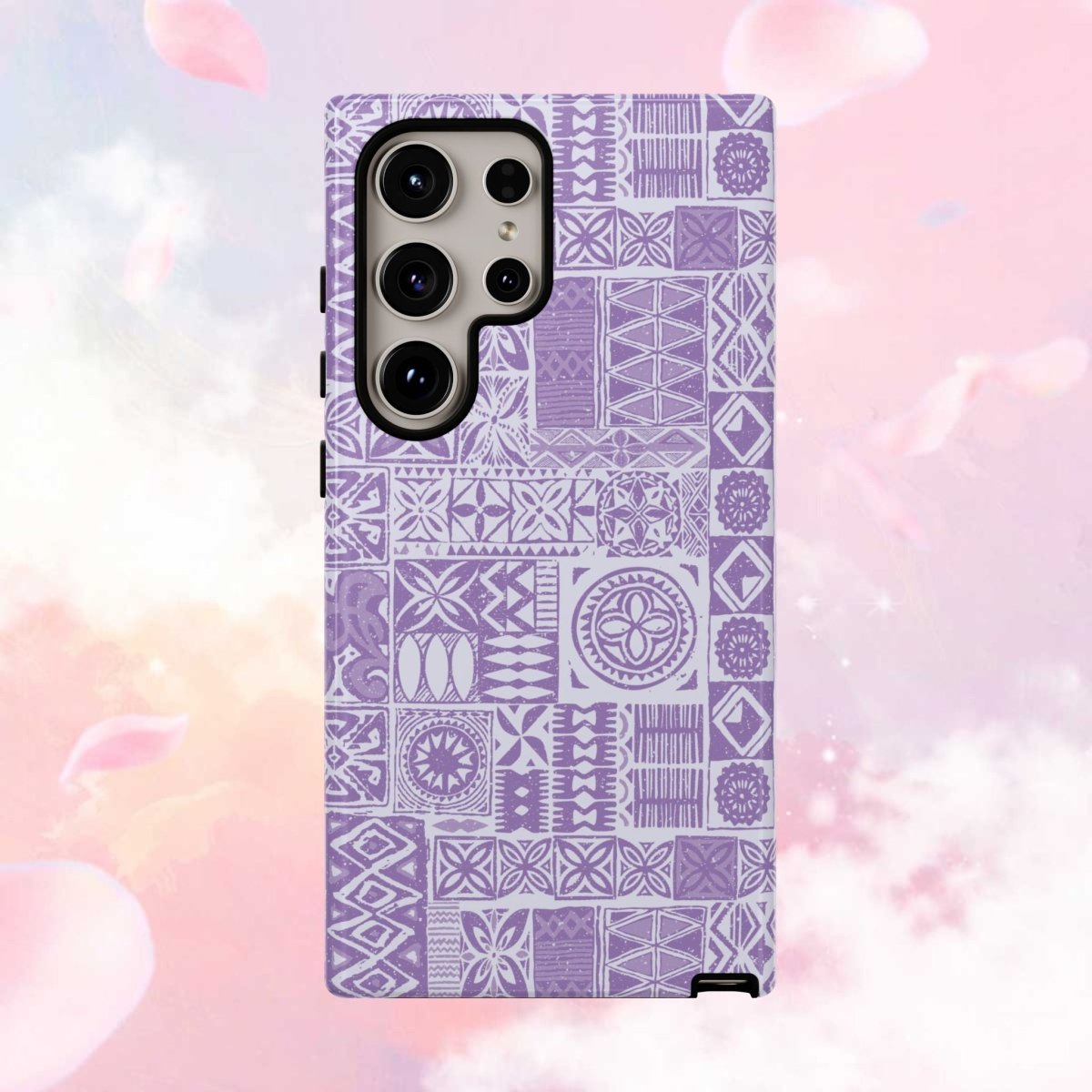 Lavender Elei tough phone case by WOYC for iPhone 17, glossy protective cover designed for AU, NZ, and USA markets.