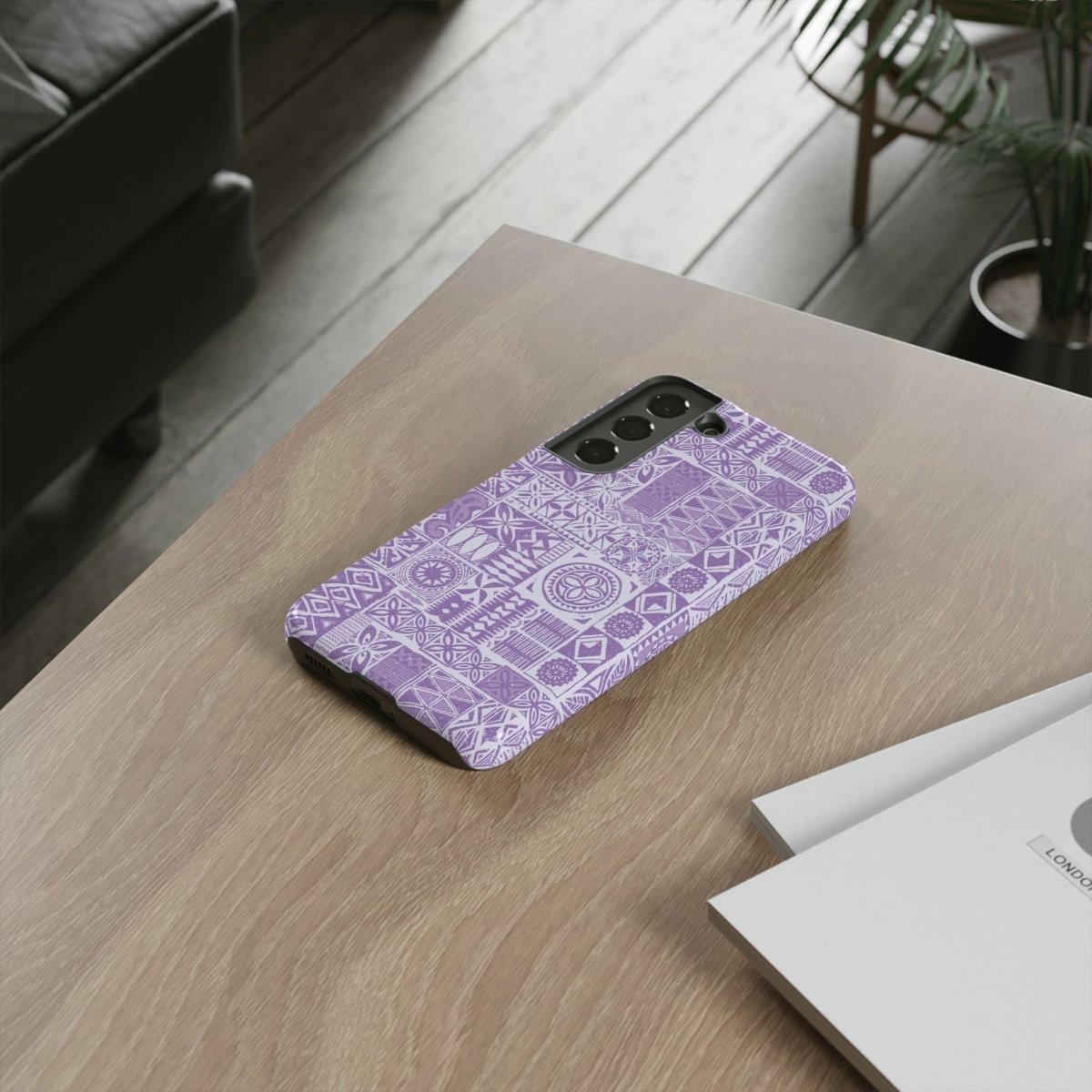 Lavender Elei tough phone case by WOYC for iPhone 17, glossy and rugged protective cover in lavender color.