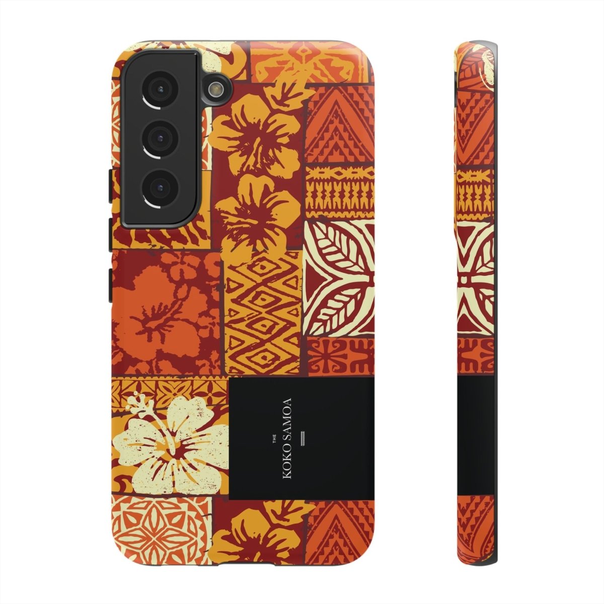 Glossy tough phone case for iPhone 17 by Printify featuring a Sataoa Sunrise design with vibrant colors.