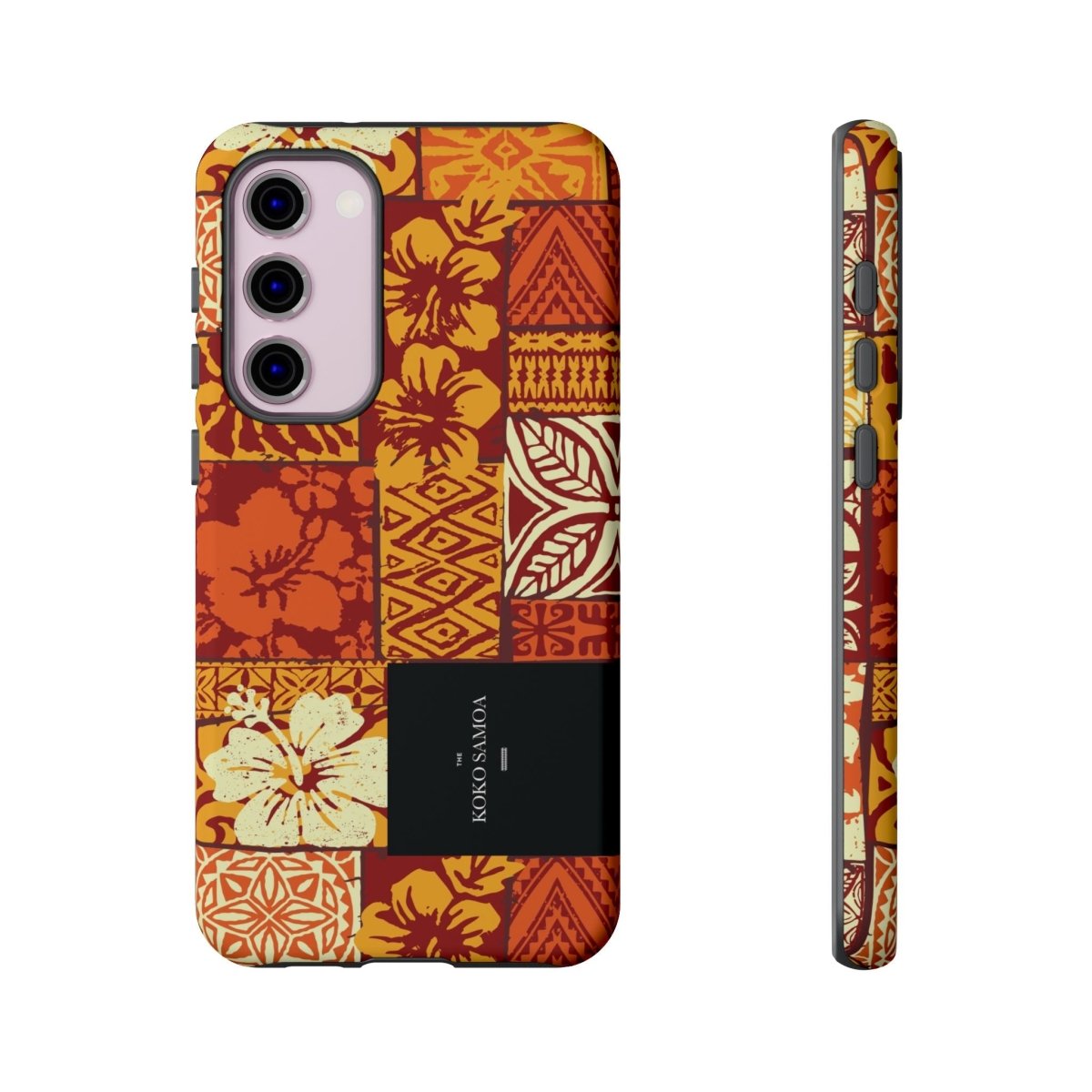 Glossy tough phone case for iPhone 17 with Sataoa Sunrise design by Printify, featuring vibrant sunrise artwork.