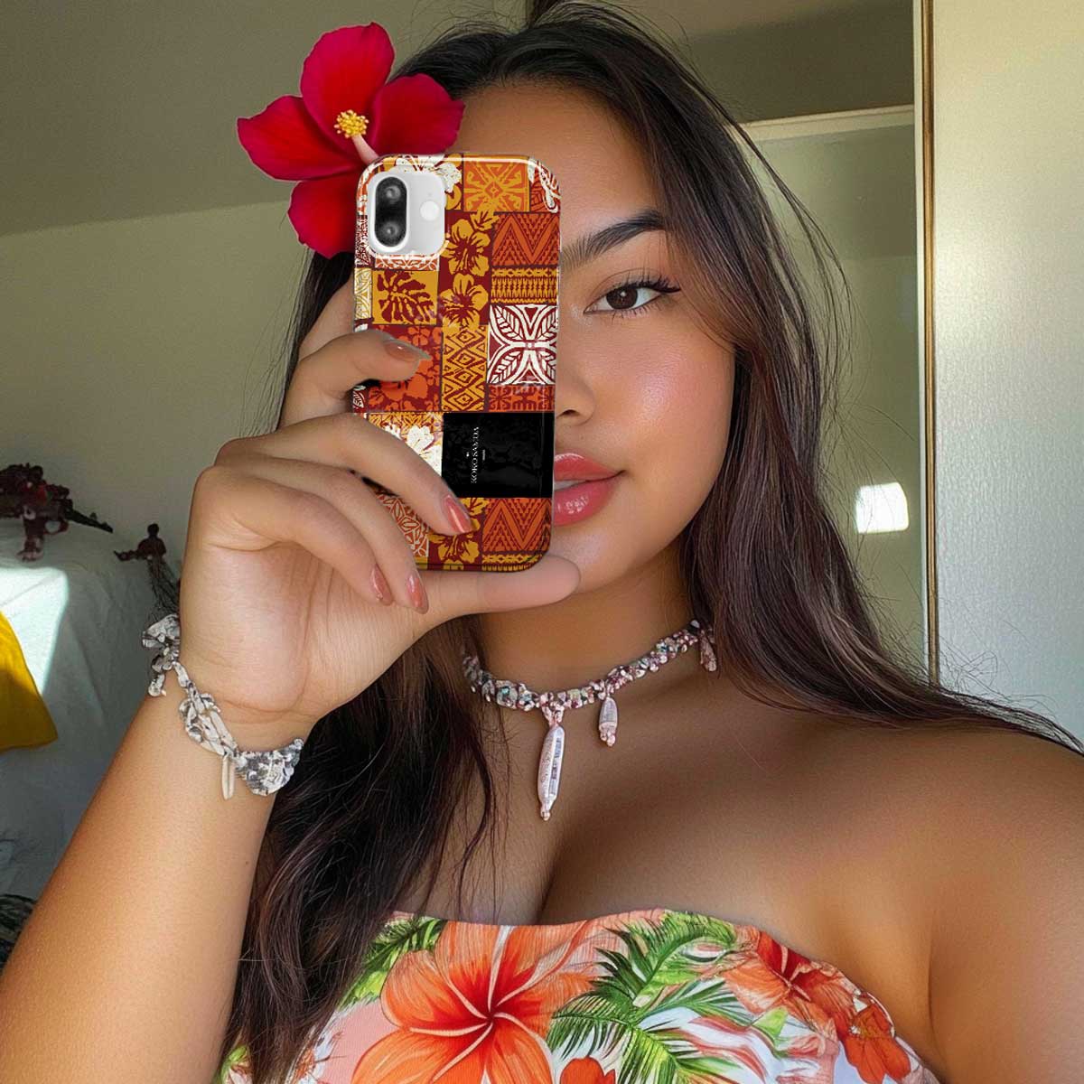 Glossy tough phone case by Printify featuring Sataoa Sunrise design for iPhone 17, ideal for AU, NZ, and USA.