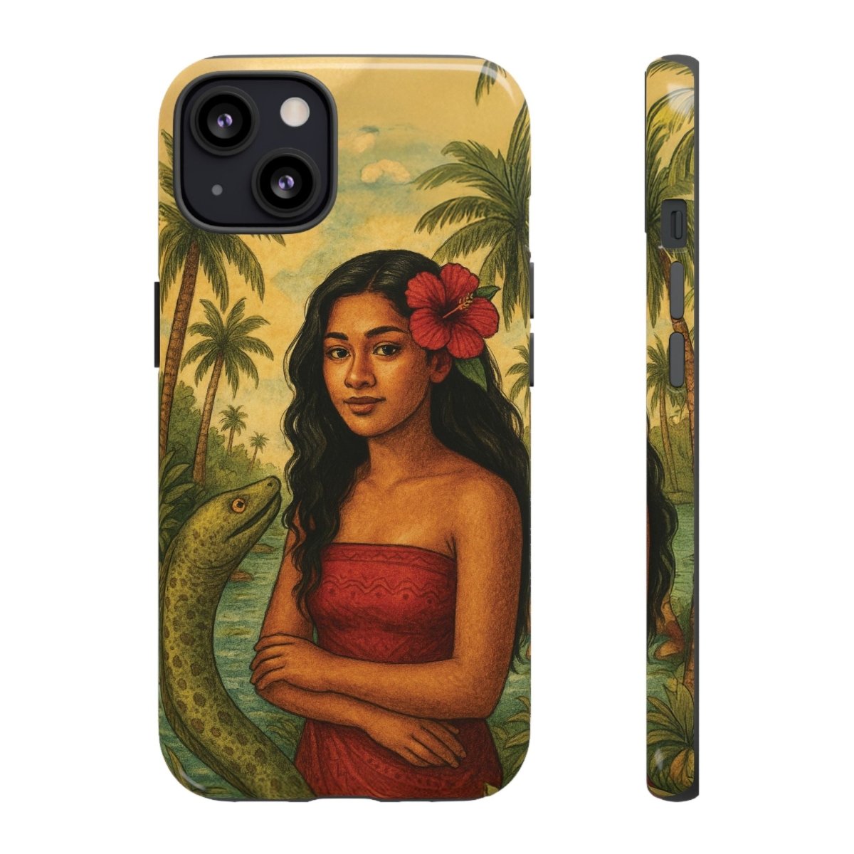 Glossy tough phone case for iPhone 17 featuring Sina & The Eel design, designed for AU, NZ, and USA markets.