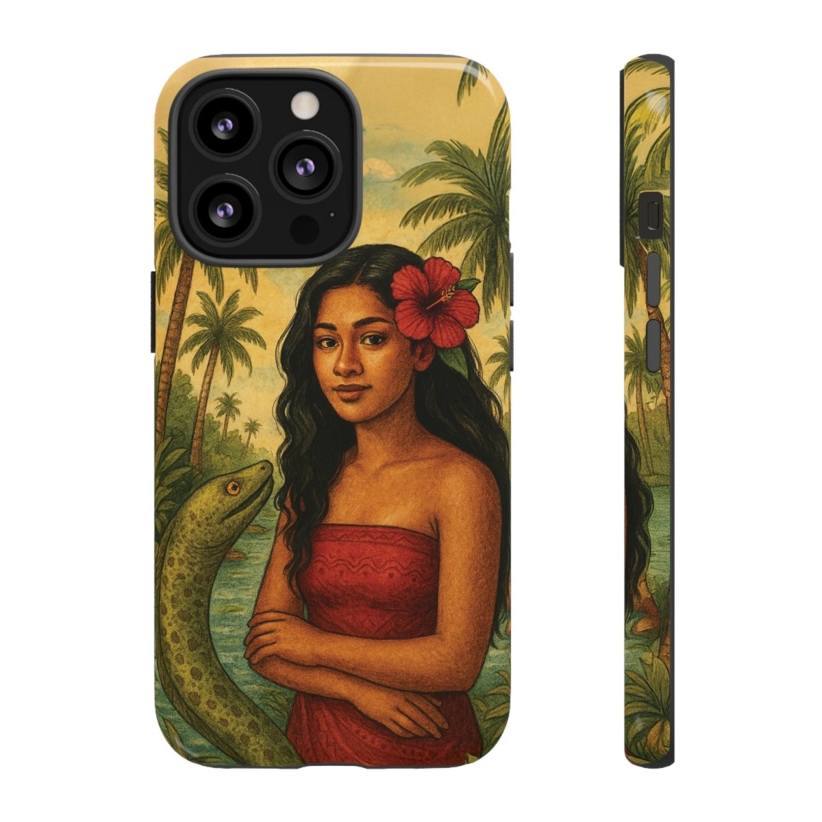 Glossy tough phone case featuring Sina & The Eel design for iPhone 17, providing durable protection.