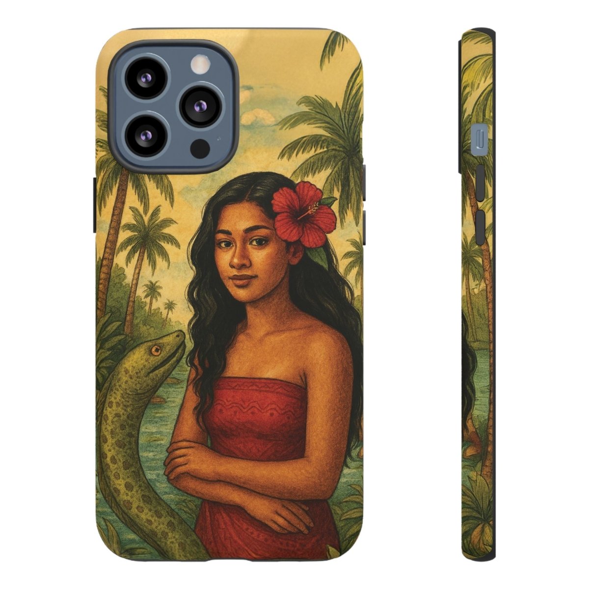 Glossy Tough Phone Case featuring Sina & The Eel design for iPhone 17, durable protection for AU, NZ, and USA models.