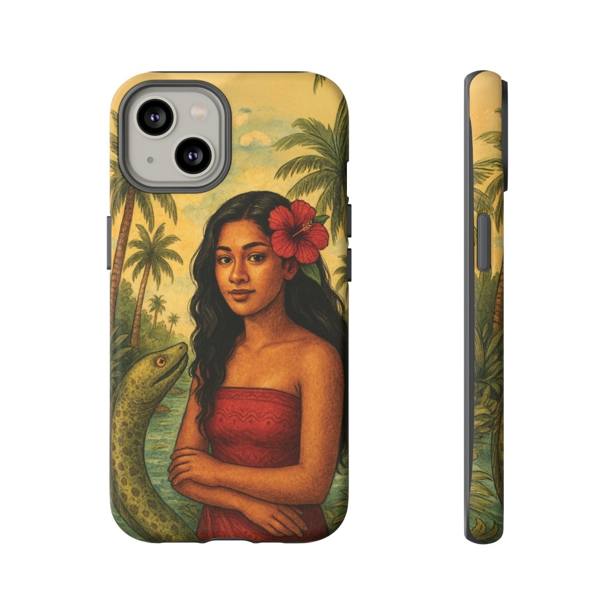Glossy tough phone case for iPhone 17 featuring Sina & The Eel design by WOYC. Durable protection with vibrant artwork.