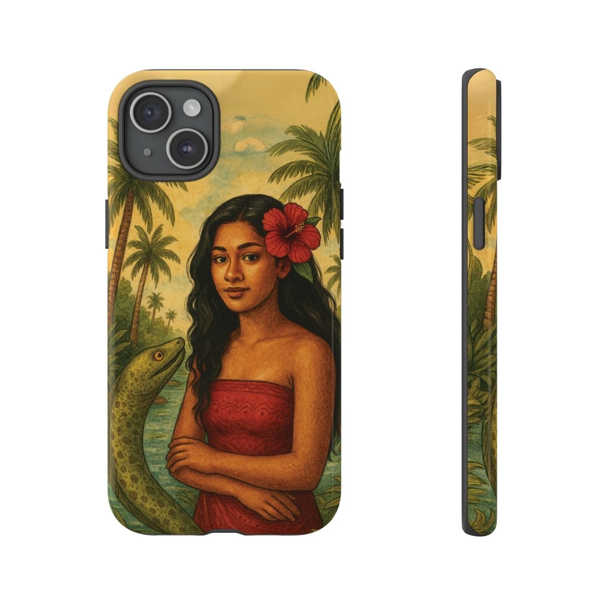 Glossy tough phone case for iPhone 17 featuring Sina & The Eel design by WOYC, suitable for AU, NZ, and USA regions.