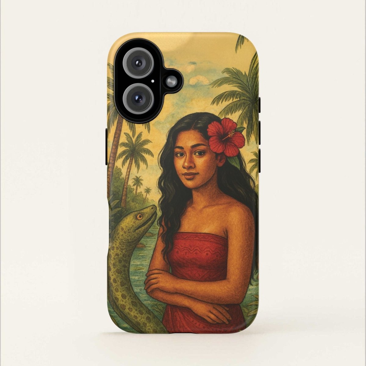 Glossy tough phone case by WOYC featuring Sina & The Eel design for iPhone 17, showcasing durability and vibrant artwork.