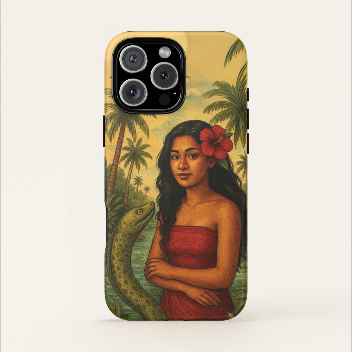 Glossy tough phone case for iPhone 17 featuring Sina & The Eel design by WOYC, offering durable protection for AU, NZ, and USA.